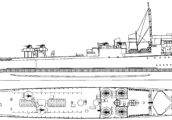 Корабль HMS Campbeltown I42 [Destroyer] (1942) - чертежи, габариты, рисунки